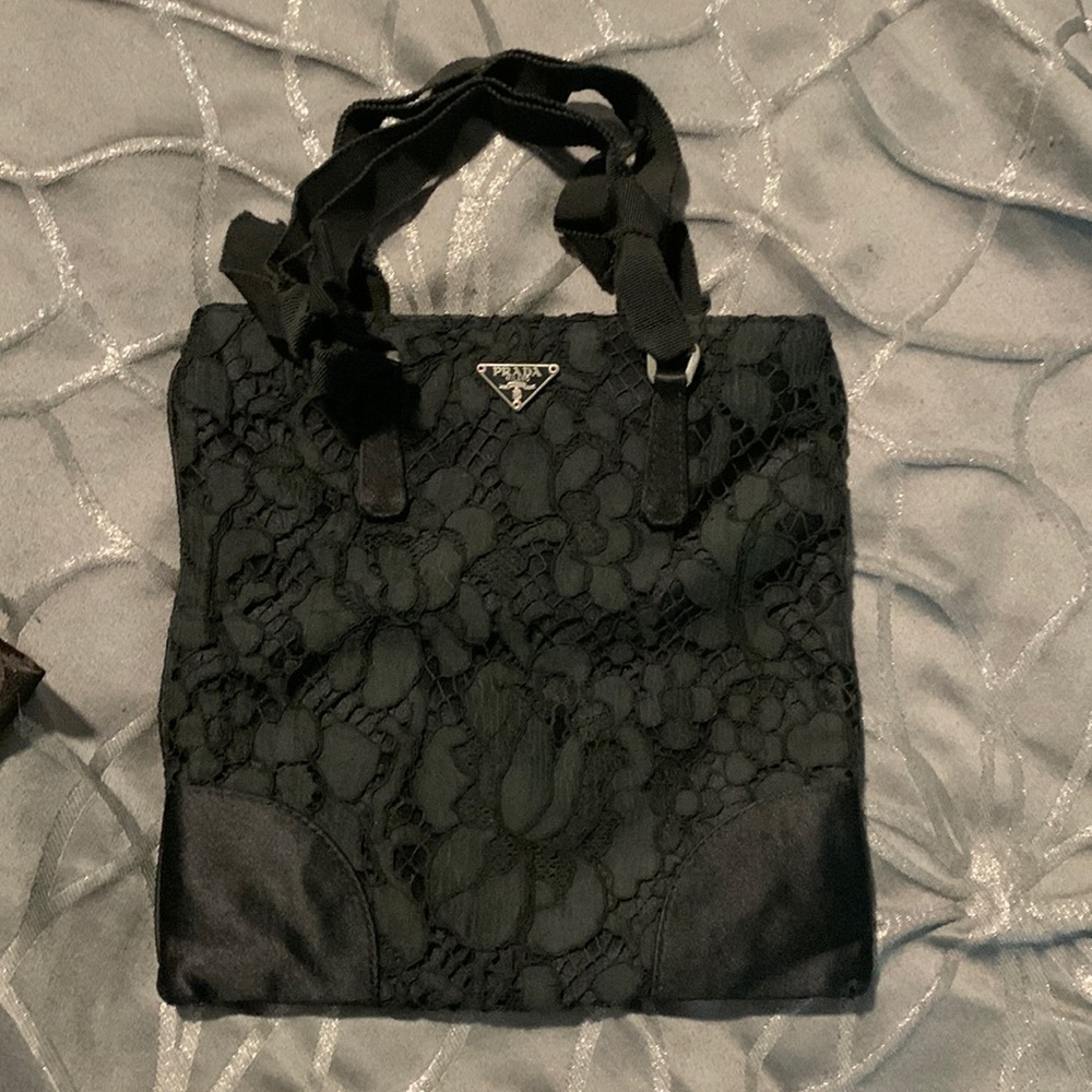 Small Prada evening bag with silver hardware